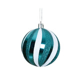 Decoris Shatterproof Bauble with Swirl 8cm - Folk Blue